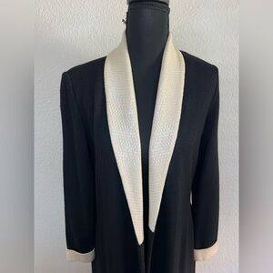 St. John Black Knit Open Front Cardigan Luxury Designer Size 2